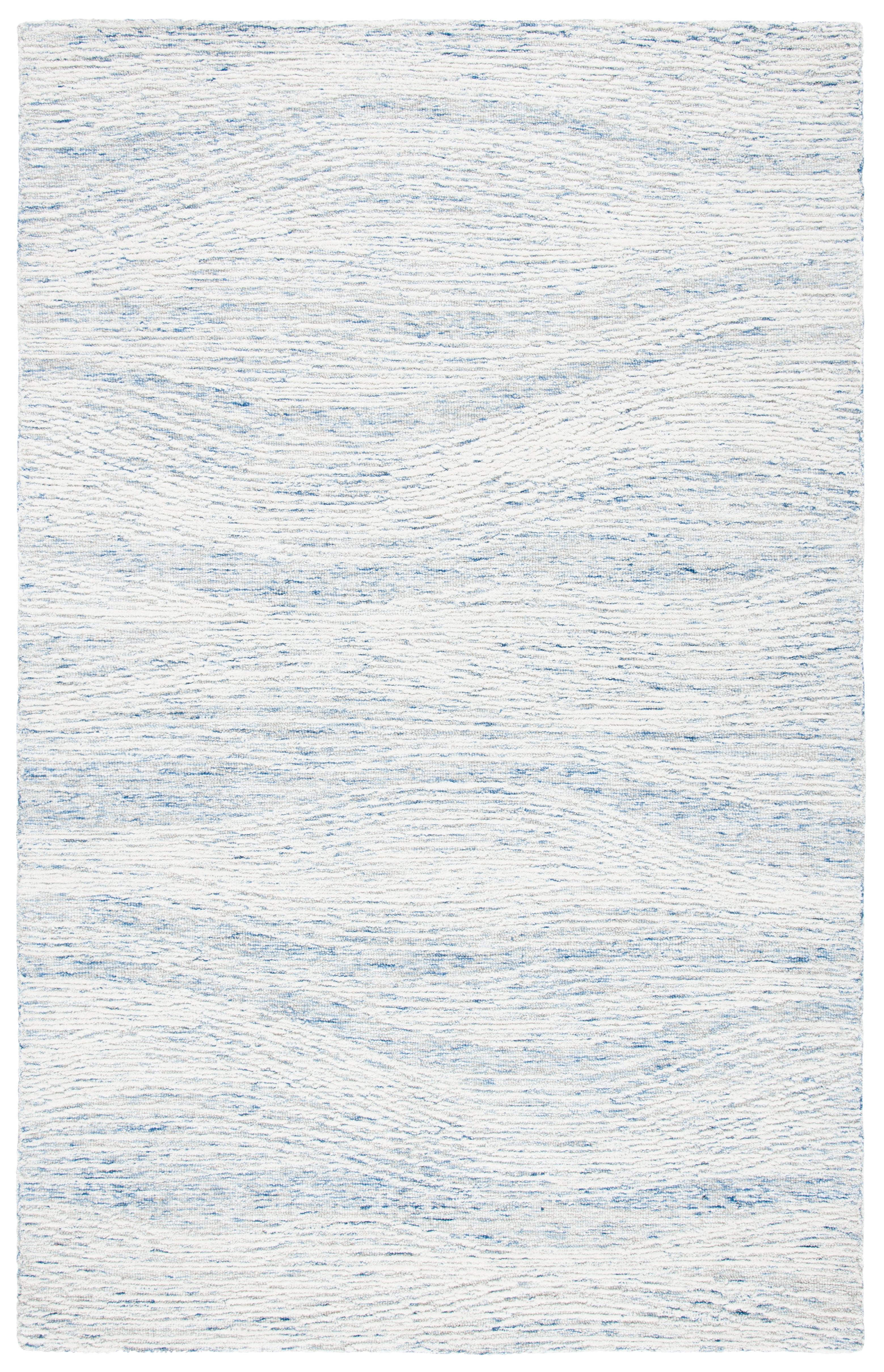 Light Blue Hand-Tufted Wool 6' x 9' Area Rug