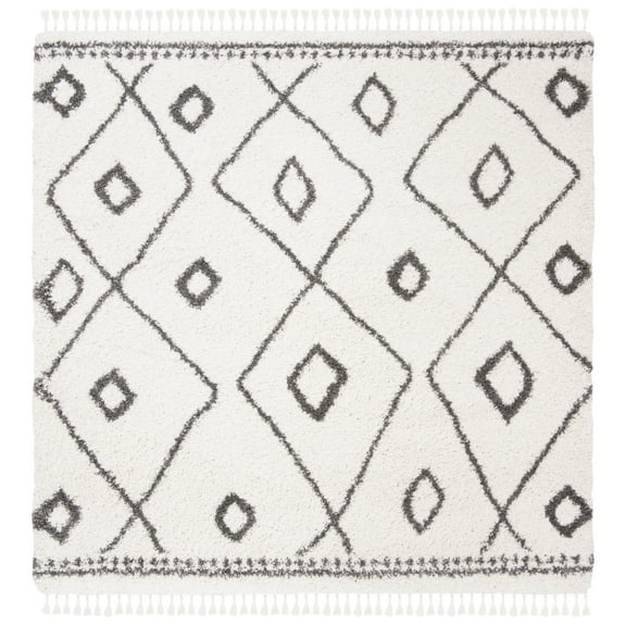 Safavieh MFG333A Moroccan Fringe Shag Ivory / Grey
