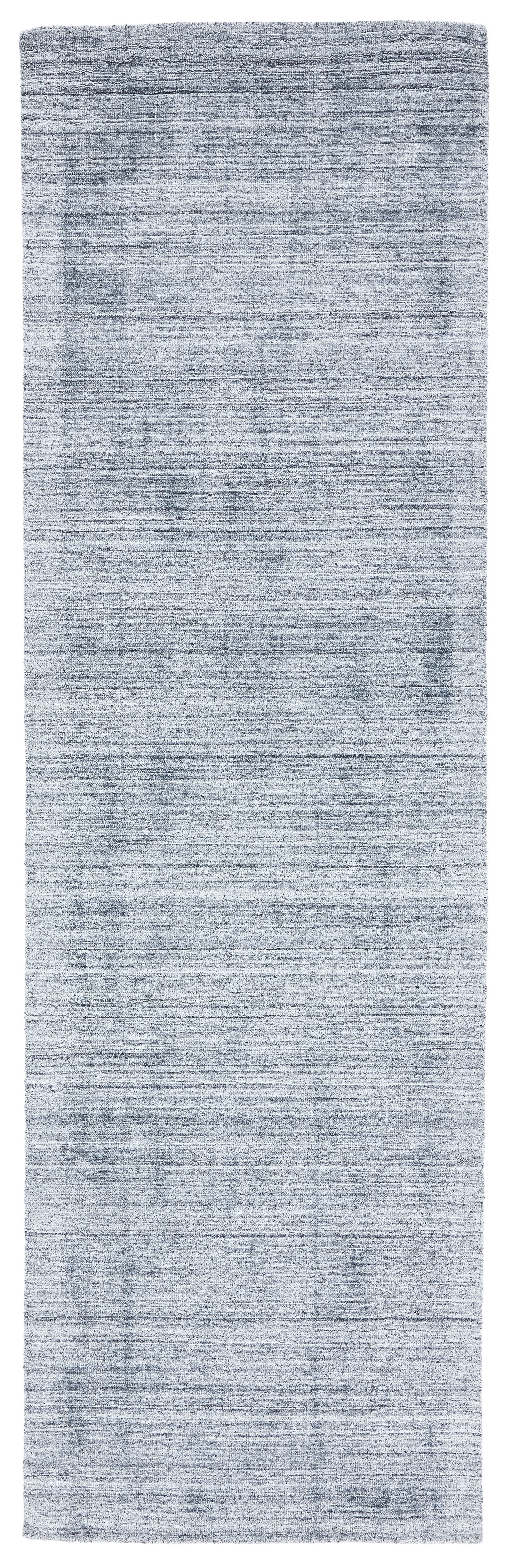 Gray Hand-Knotted Wool and Viscose Runner Rug