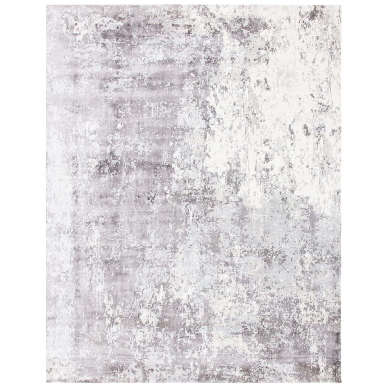 Hand-Knotted Aqua Abstract Wool and Viscose Area Rug, 8' x 10'
