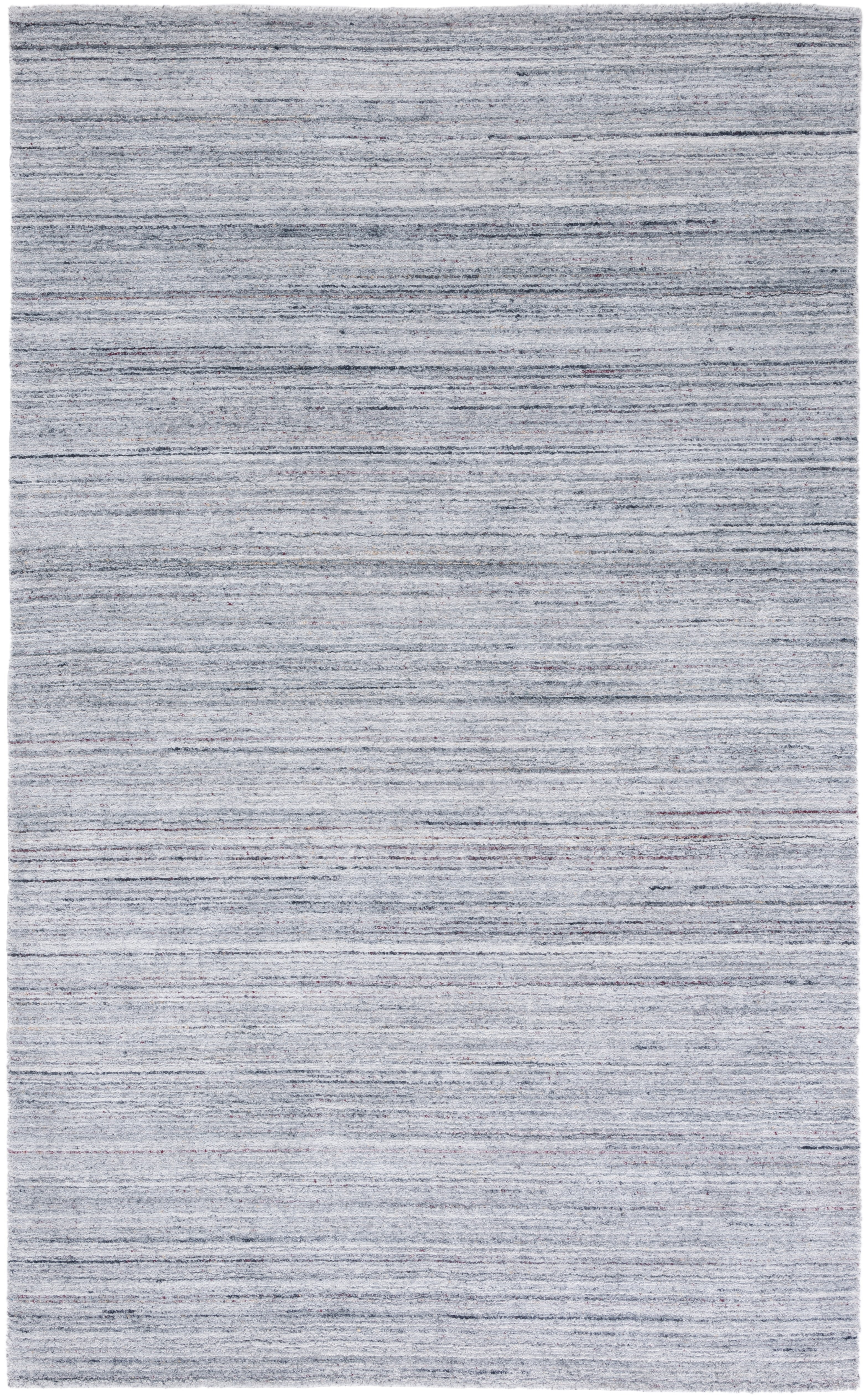 Light Gray Hand-Knotted Wool and Viscose Area Rug