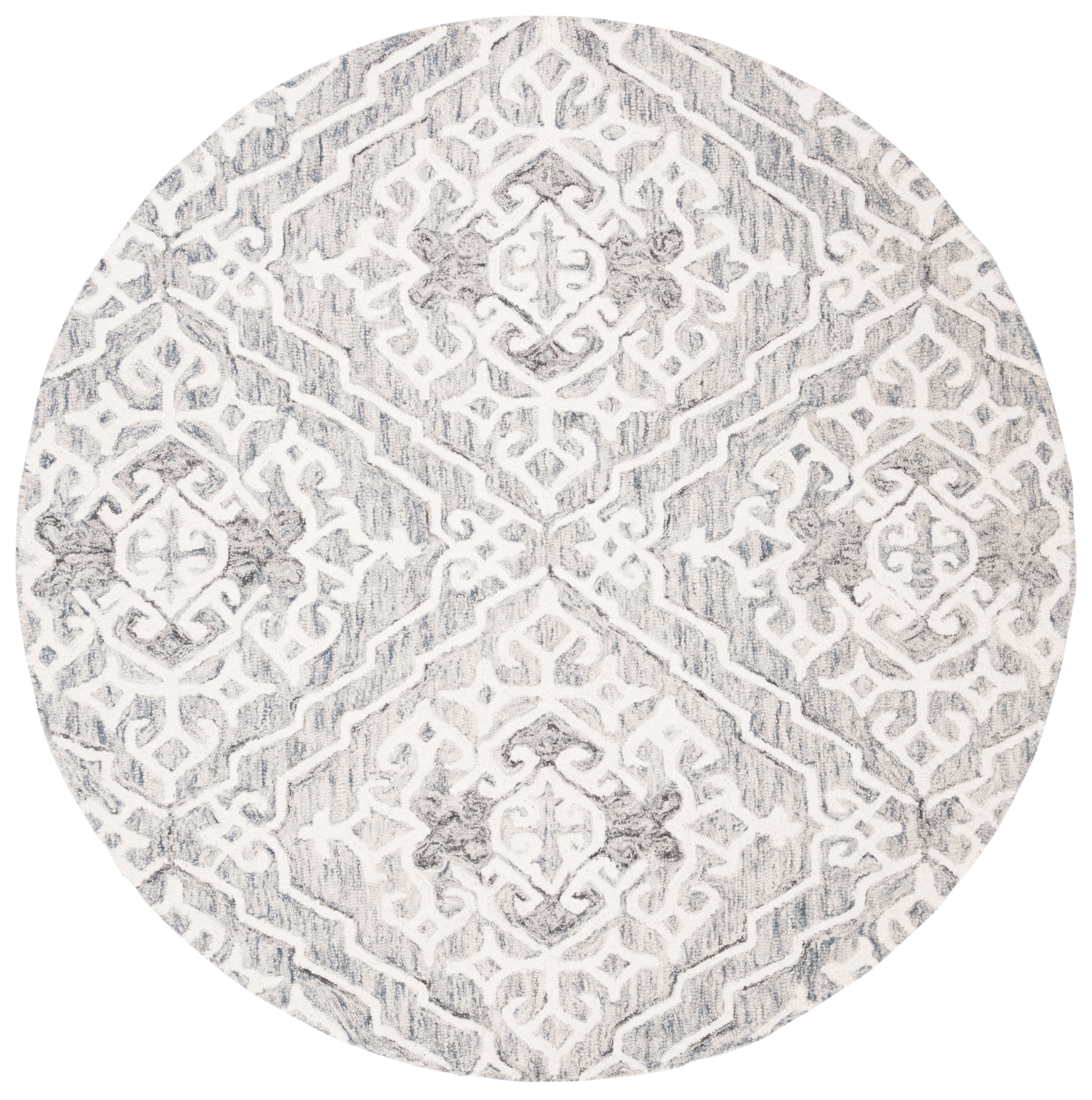 Handmade Gray Wool Tufted Round Area Rug, 5 ft.