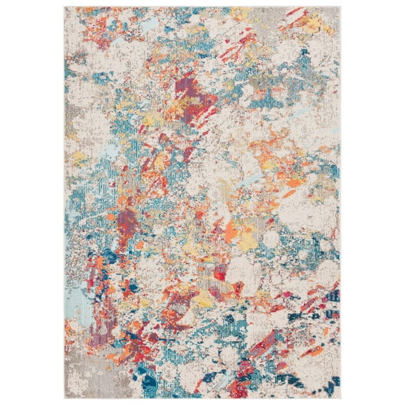 SAFAVIEH Monaco Teagan Abstract Area Rug, Ivory/Multi, 4' x 5'7"