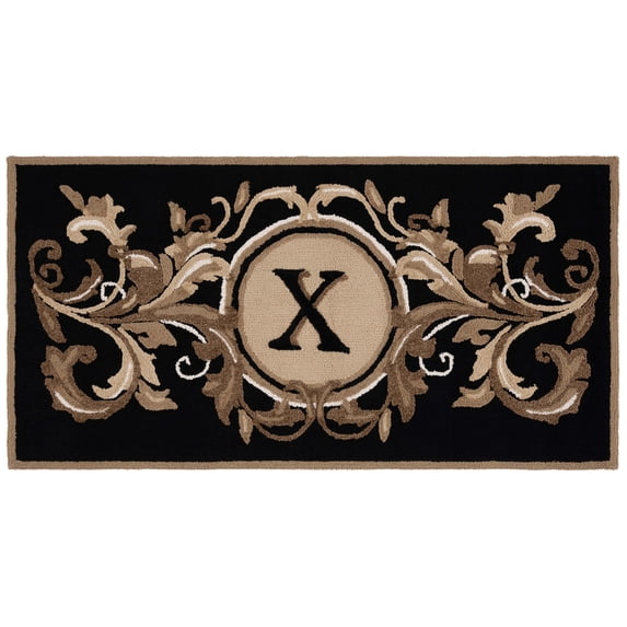SAFAVIEH Monogram Kimmee Medallion Indoor/Outdoor Area Rug, Black/Brown, 3' x 6'