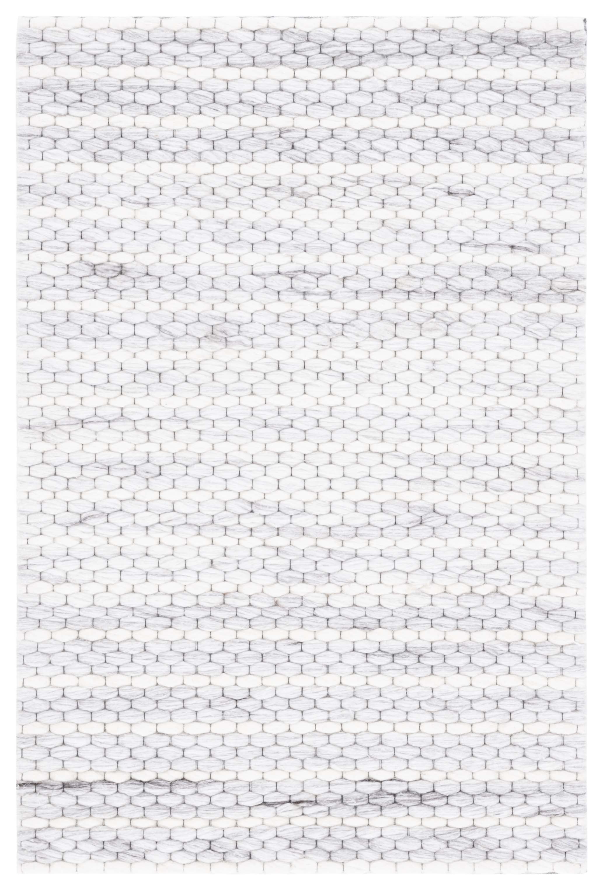 Marbella Light Grey/Ivory Flat Woven Wool Area Rug 3' x 5'