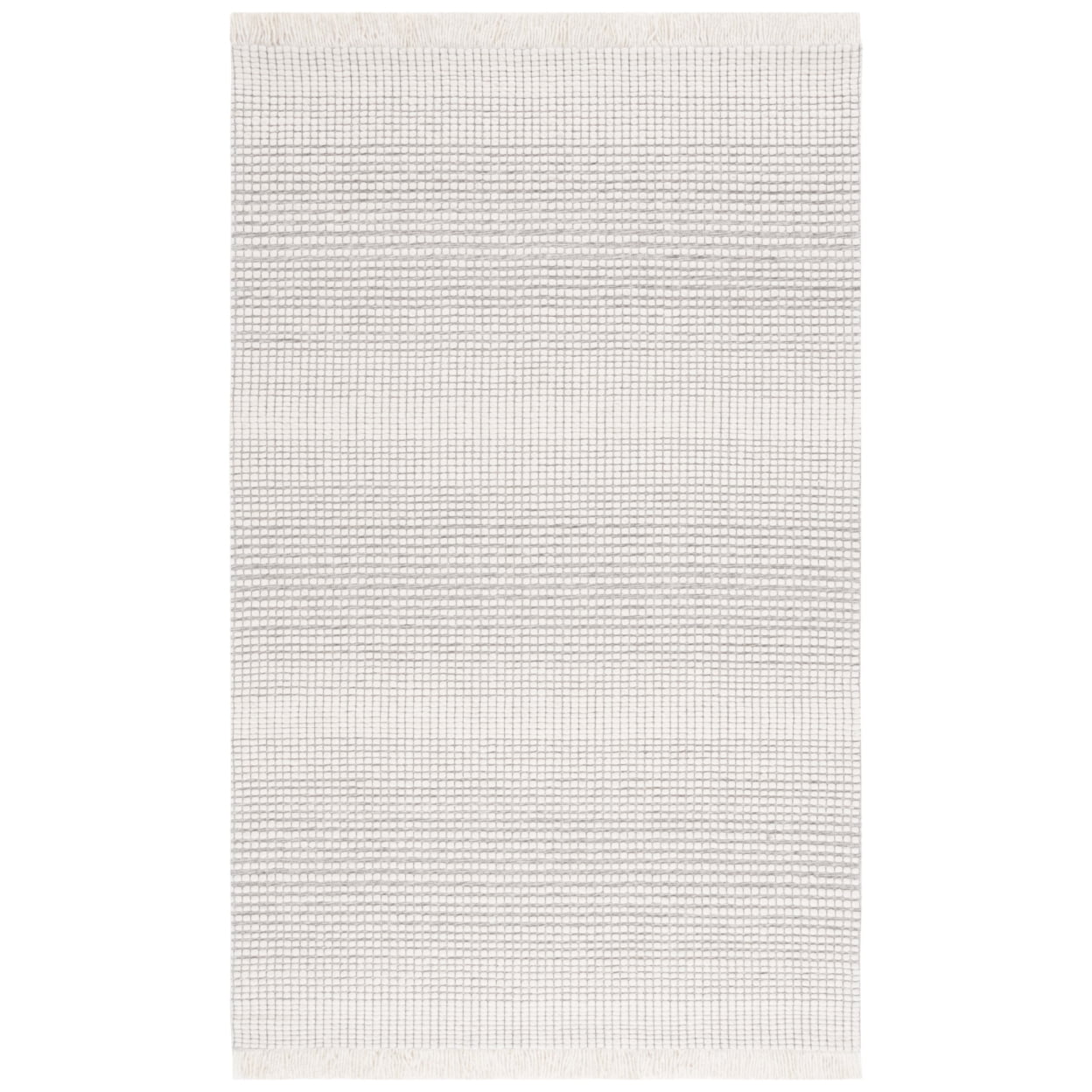 Ivory and Grey Handwoven Wool 6' x 9' Area Rug