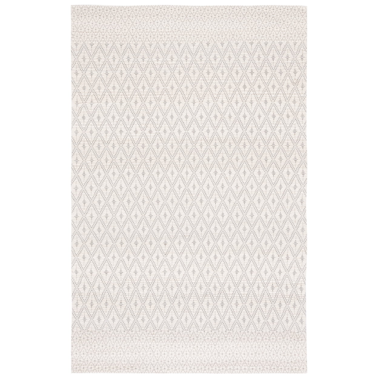 Handmade Black Geometric Wool Square Area Rug, 4' x 6'