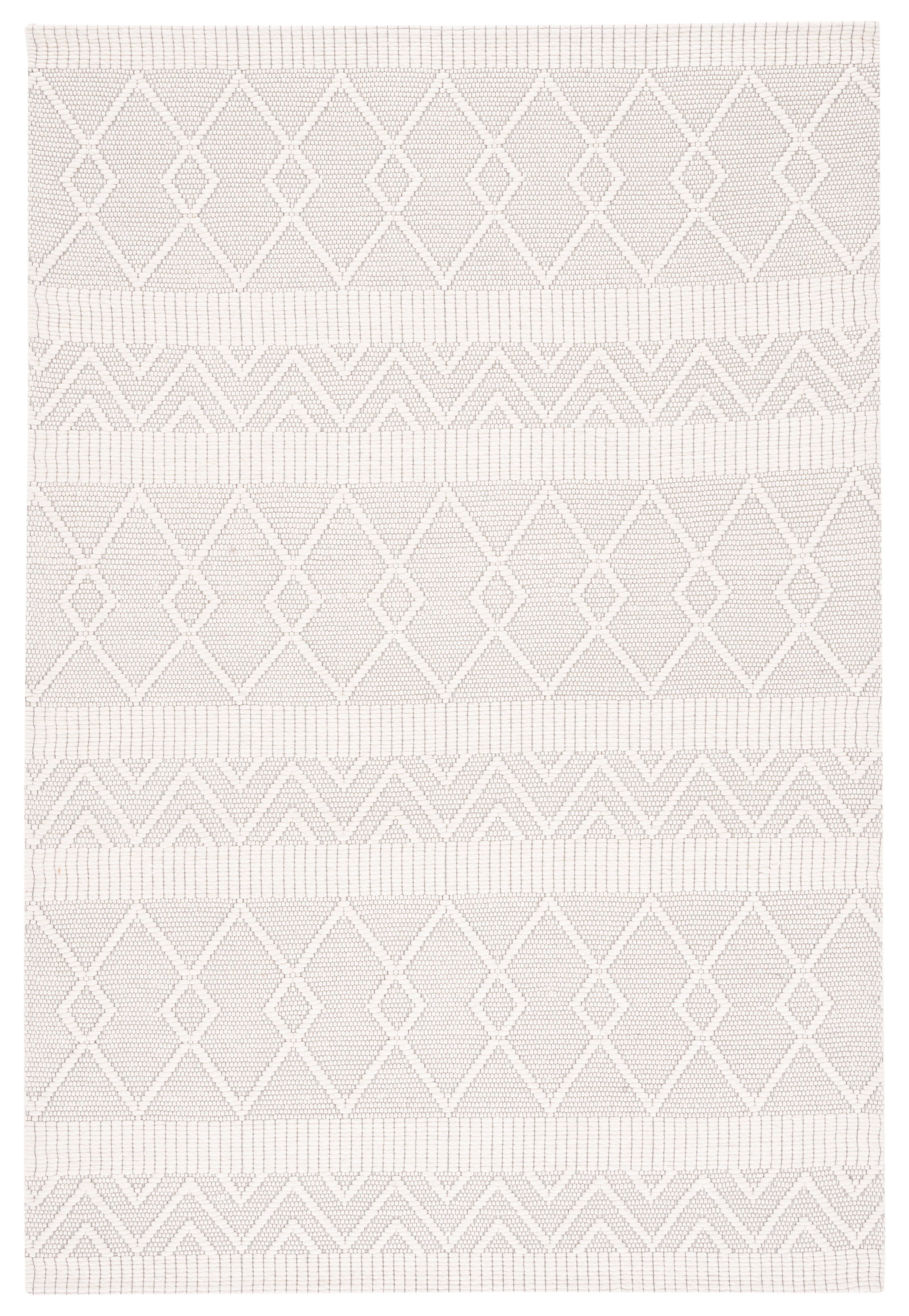 Ivory Geometric Flat Woven Wool and Synthetic 6' x 9' Area Rug