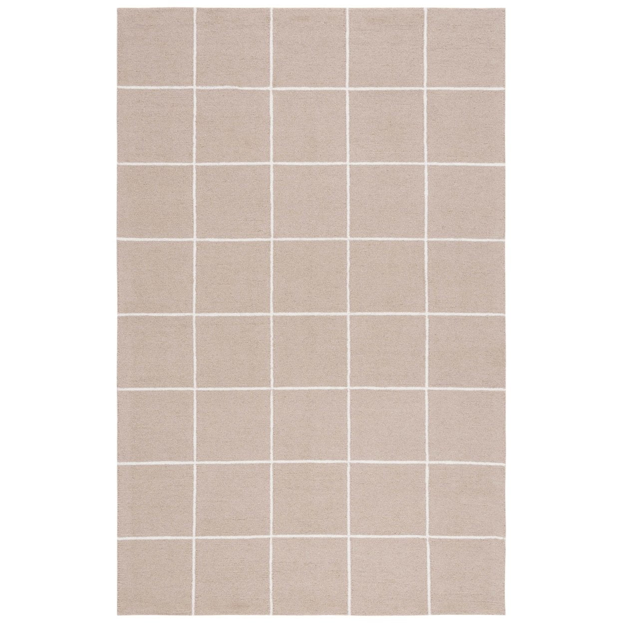 Ivory Geometric Handmade Wool Tufted Area Rug 3' x 5'