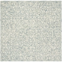SAFAVIEH Martha Stewart Trace Celestine Floral Area Rug, Blue/Ivory, 6' x 6' Square