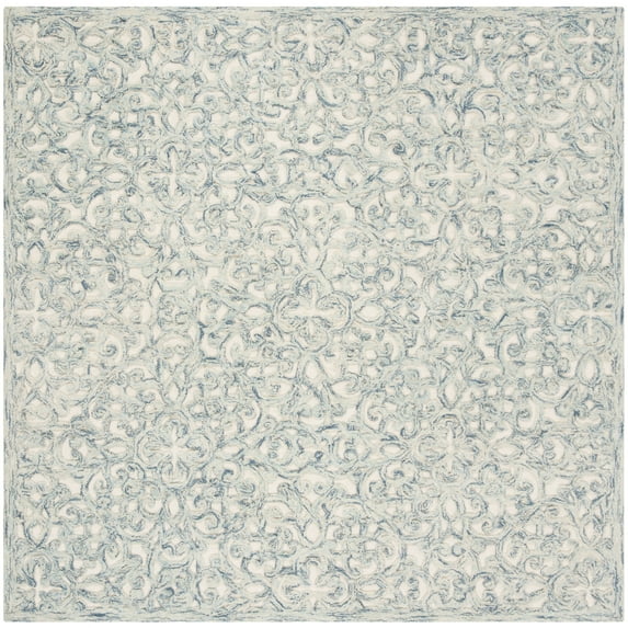 SAFAVIEH Martha Stewart Trace Celestine Floral Area Rug, Blue/Ivory, 6' x 6' Square