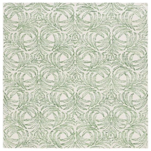SAFAVIEH Martha Stewart Jardin Hyram Floral Area Rug, Ivory/Green, 6' x 6' Square