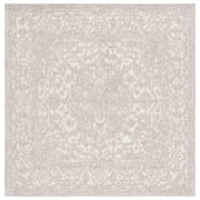 SAFAVIEH Martha Stewart Trace Ernestine Floral Area Rug, Ivory/Natural, 6' x 6' Square