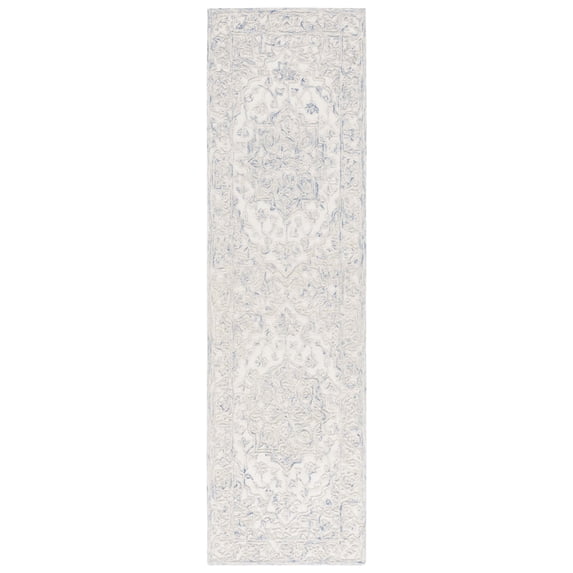 SAFAVIEH Martha Stewart Trace Ernestine Floral Runner Rug, Ivory/Blue, 2'3" x 8'