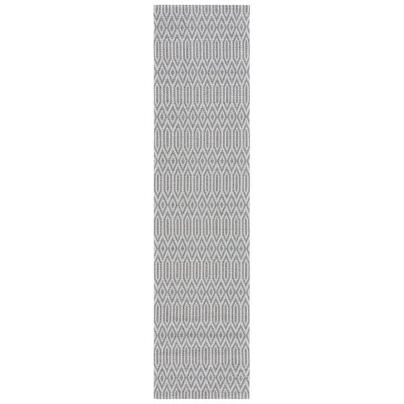 SAFAVIEH Martha Stewart Salah Geometric Cotton Runner Rug, Anthracite/Light Grey, 2' x 8'