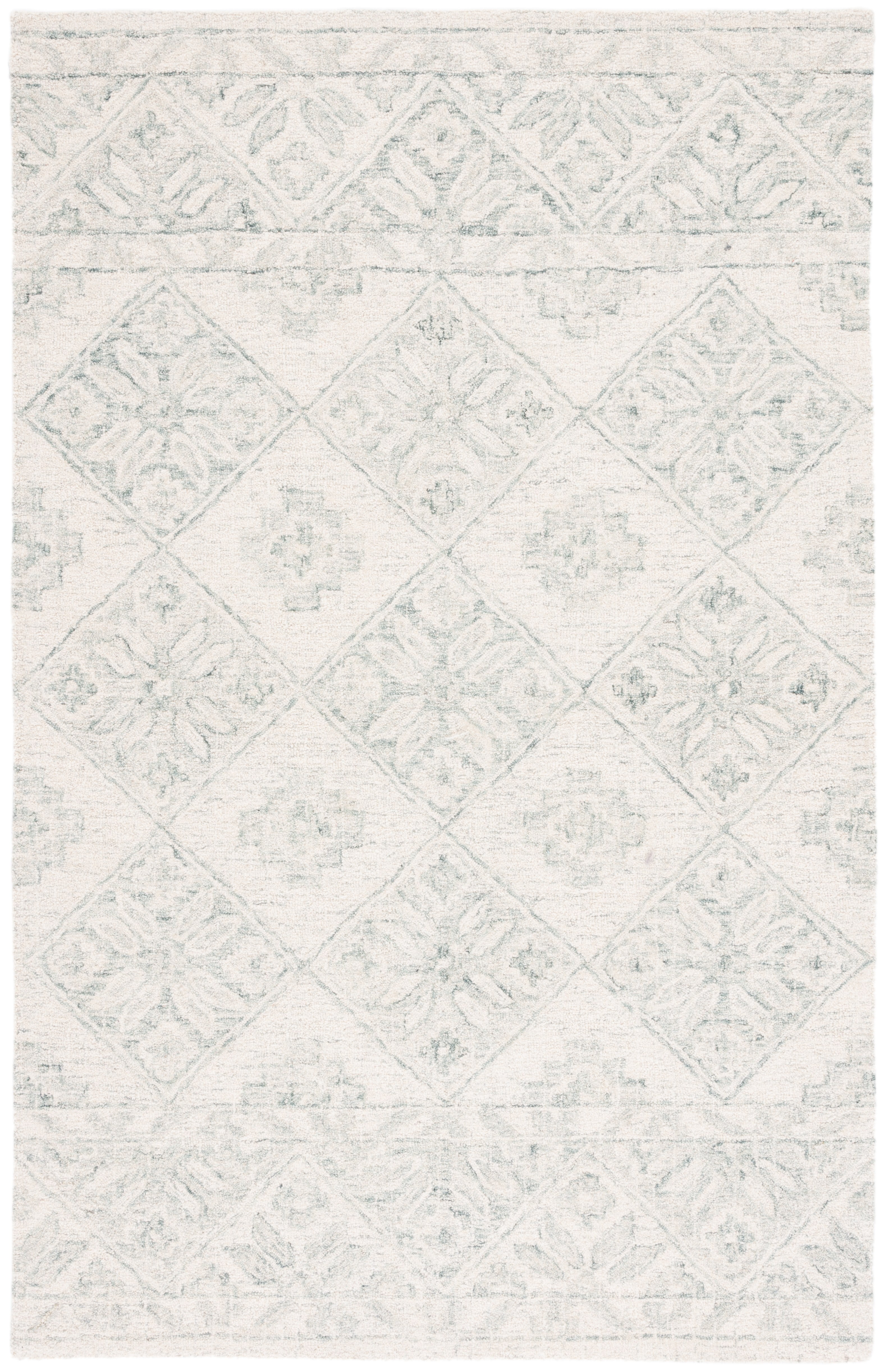 SAFAVIEH Martha Stewart Tufted Pema Diamond Area Rug, Ivory/Light Blue, 3' x 5'