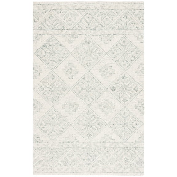 SAFAVIEH Martha Stewart Tufted Pema Diamond Area Rug, Ivory/Light Blue, 8' x 10'