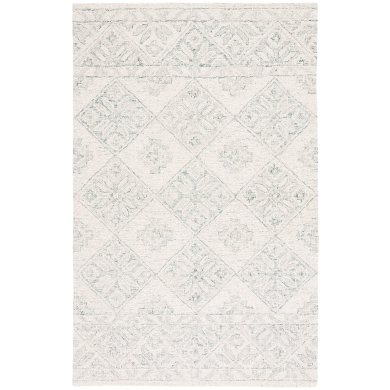 Handmade Light Blue Wool and Synthetic Tufted Rug