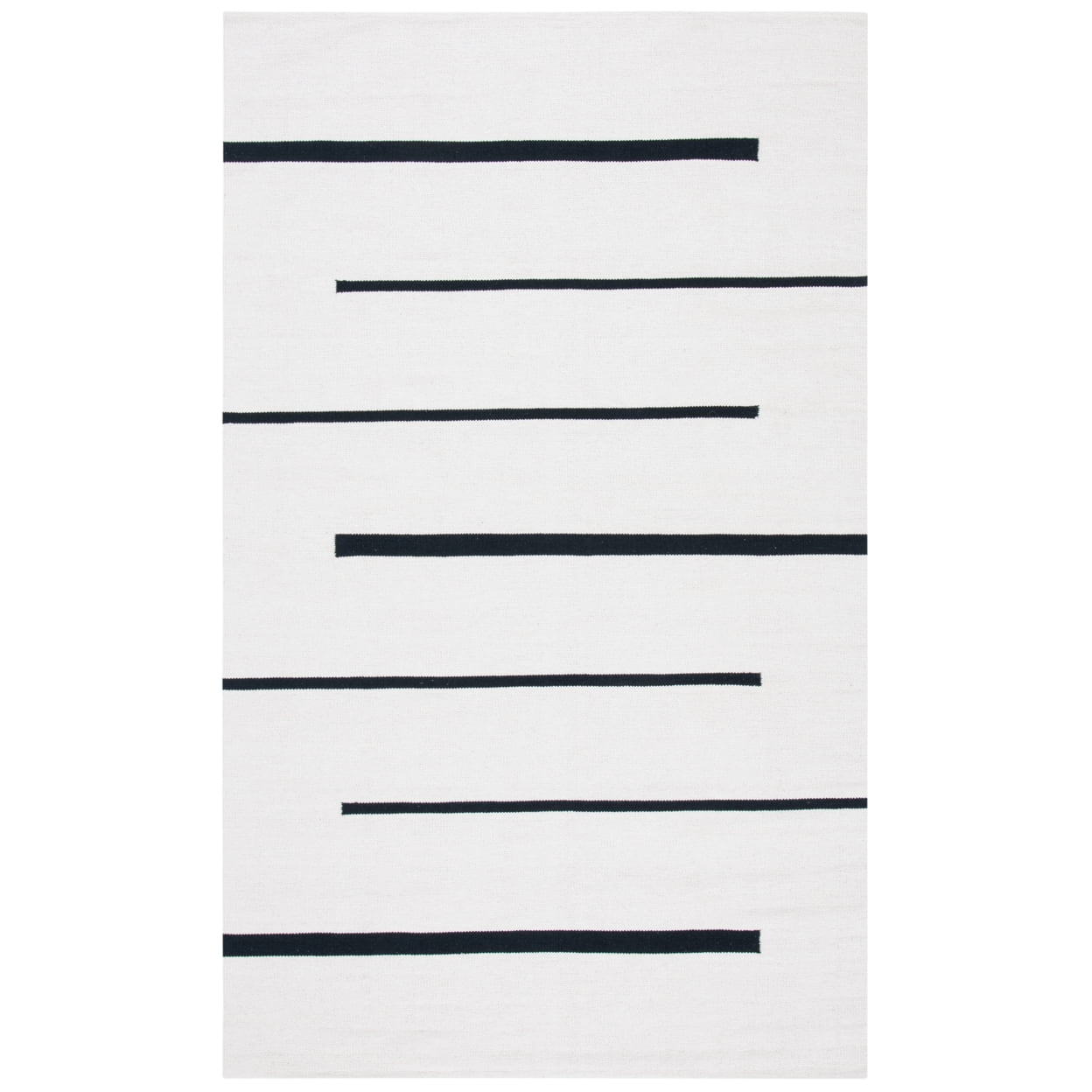 Ivory & Black Hand-Crafted Cotton Flat Weave Reversible Rug