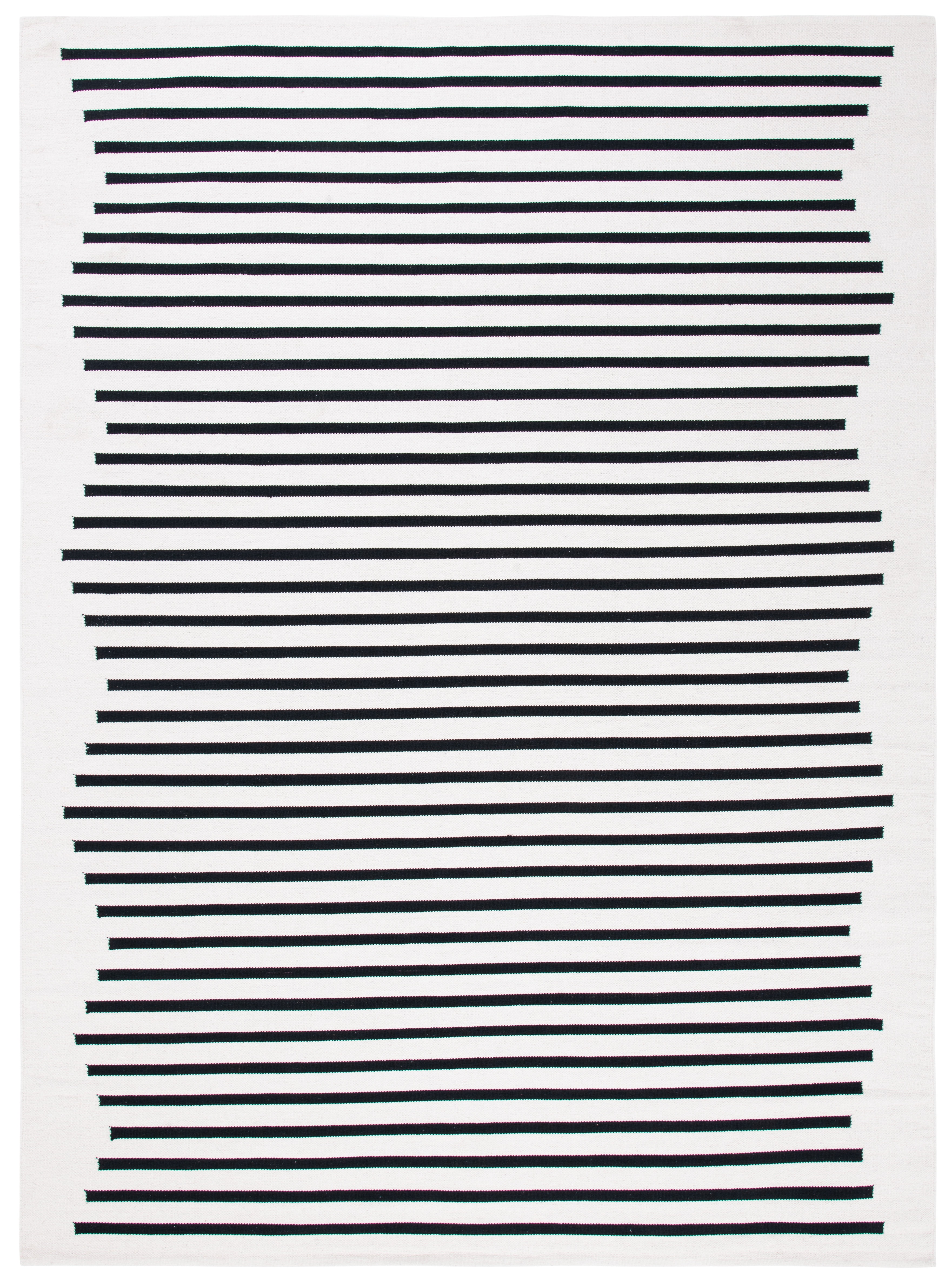 Coastal Charm Black and Ivory 8' x 10' Handwoven Cotton Rug