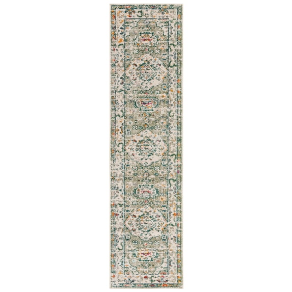 SAFAVIEH Madison Trenton Oriental Runner Rug, Sage/Ivory, 2'2" x 8'