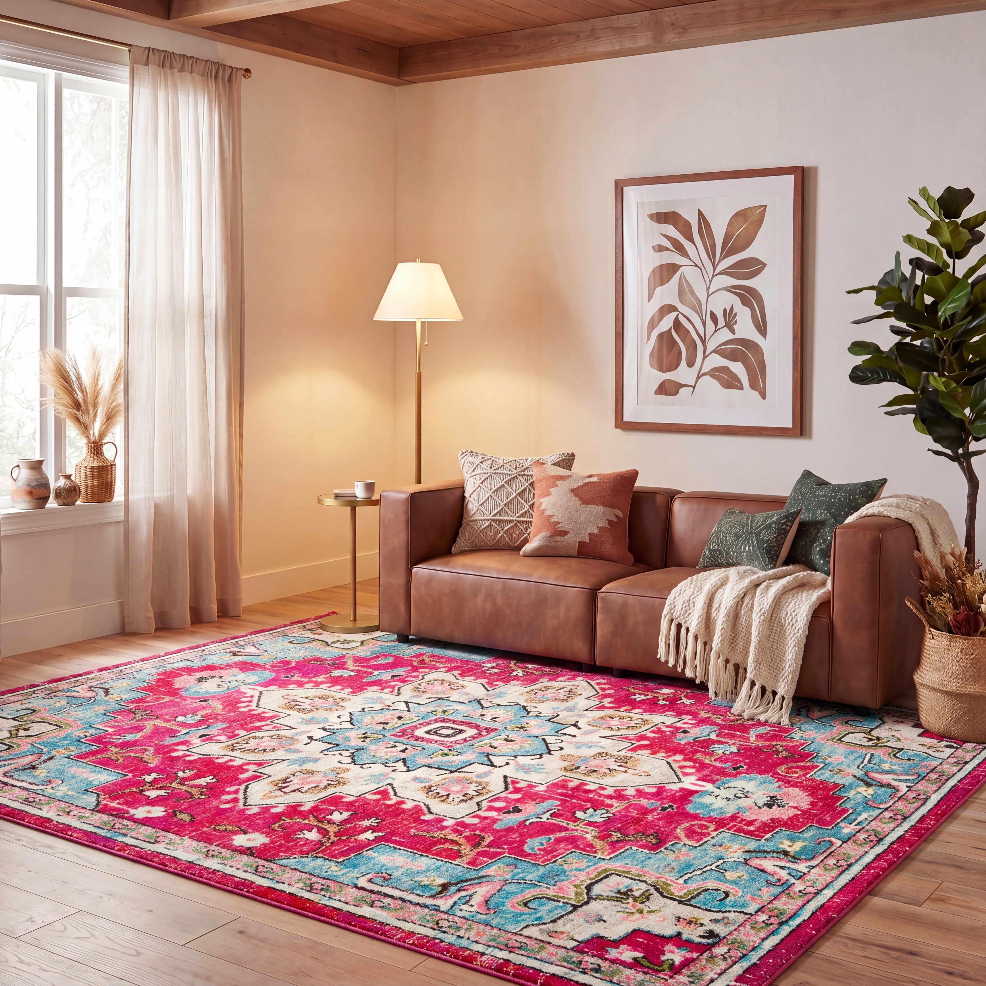 Safavieh Madison Dalia Oriental Area Rug, Fuchsia/Blue, 12' x 18'