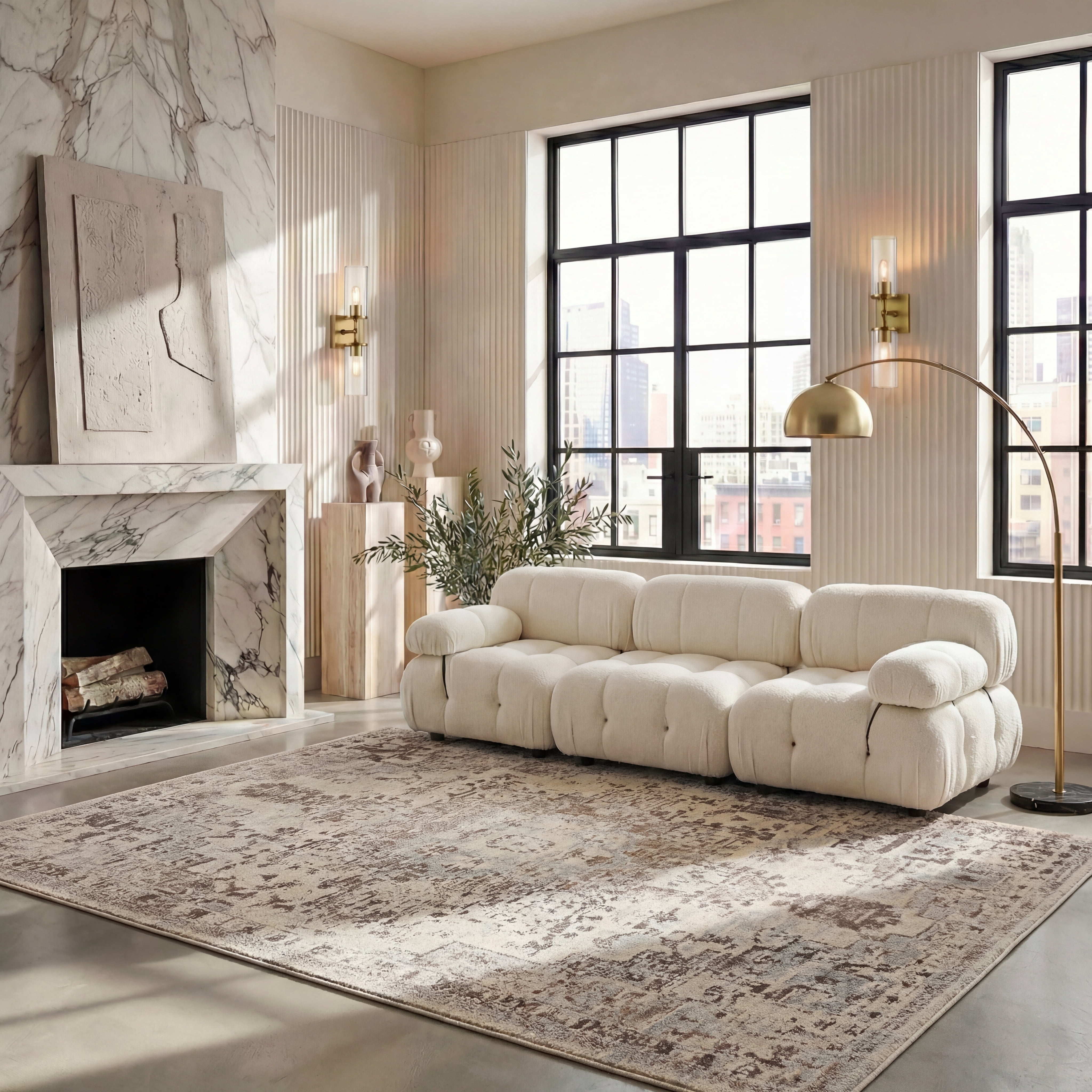 Safavieh Madison Dalia Oriental Area Rug, Ivory/Beige Gray, 6' x 9'