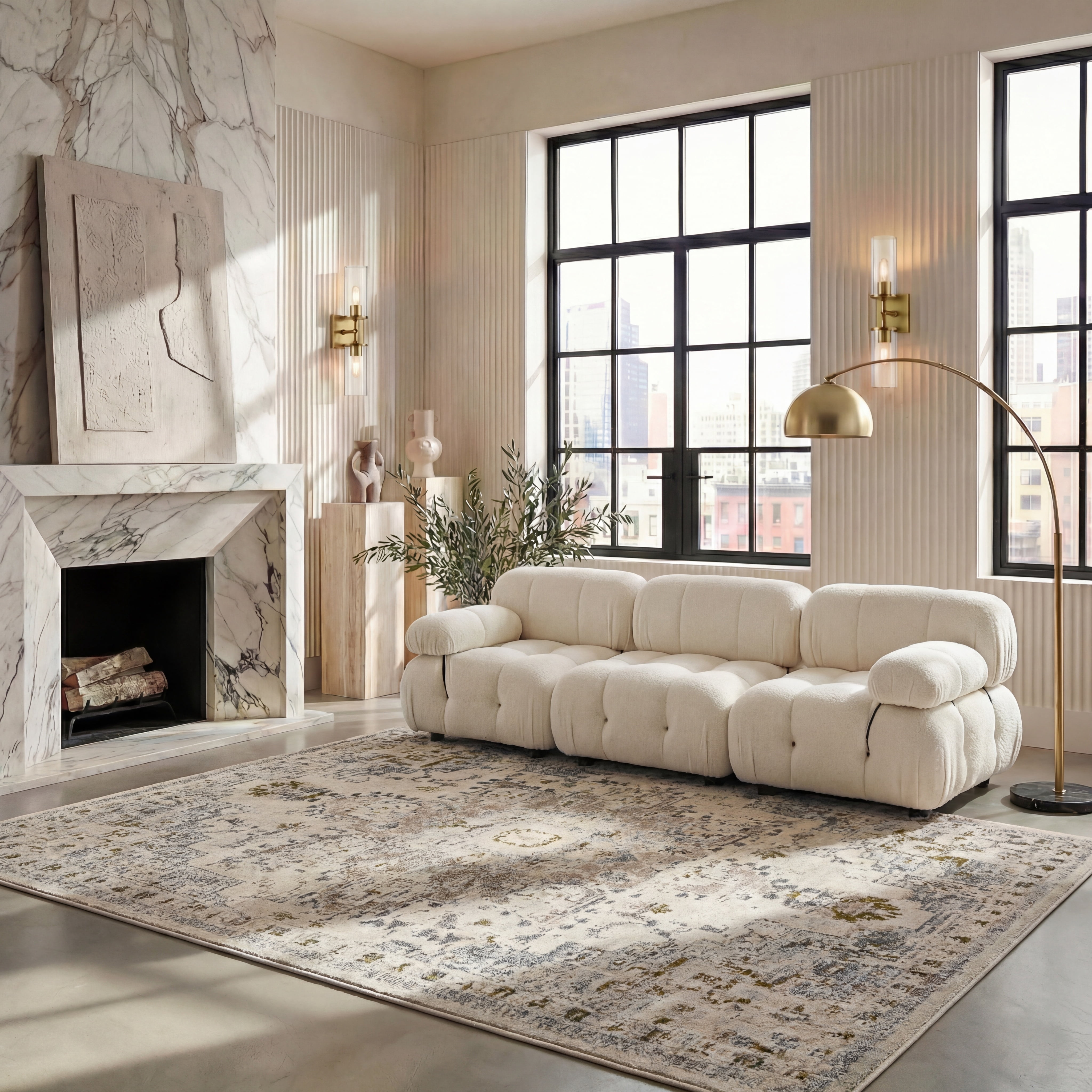 Safavieh Madison Dalia Oriental Area Rug, Ivory/Gray Gold, 6' x 9'