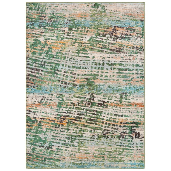 SAFAVIEH Madison Xanthia Abstract Area Rug, Green/Rust, 3' x 5'