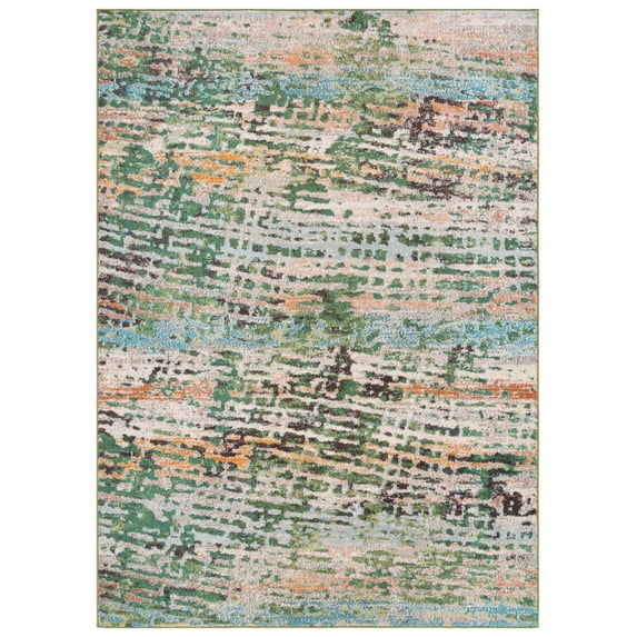 SAFAVIEH Madison Xanthia Abstract Area Rug, Green/Rust, 6' x 9'