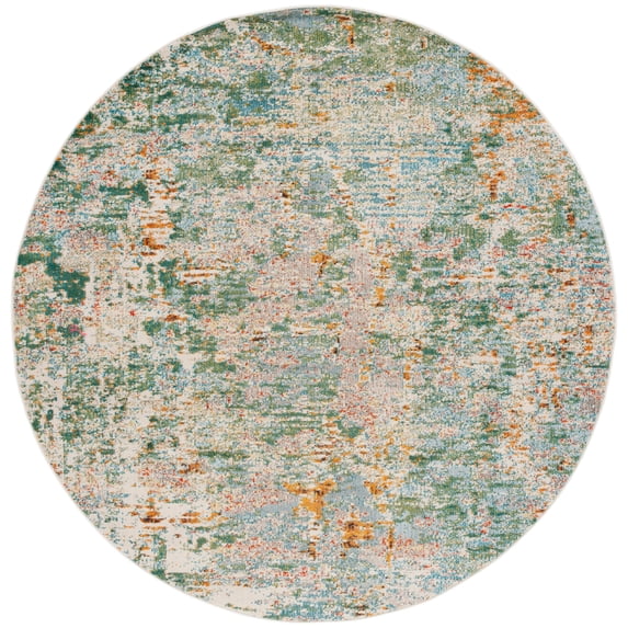 SAFAVIEH Madison Clyde Abstract Area Rug, Green/Gray, 6'7" x 6'7" Round