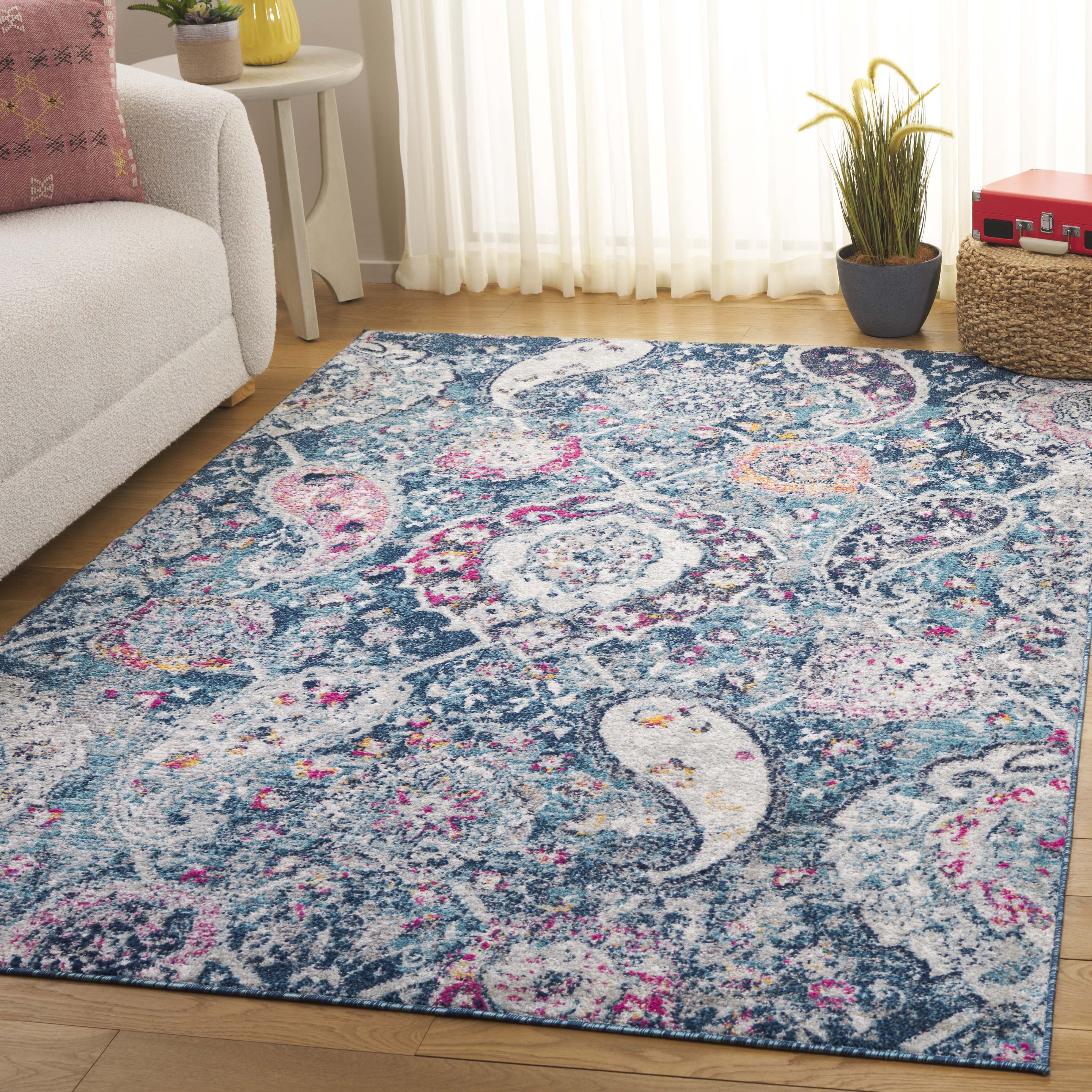Safavieh Madison Hope Floral Area Rug, Blue/Gray, 3' x 3' Square