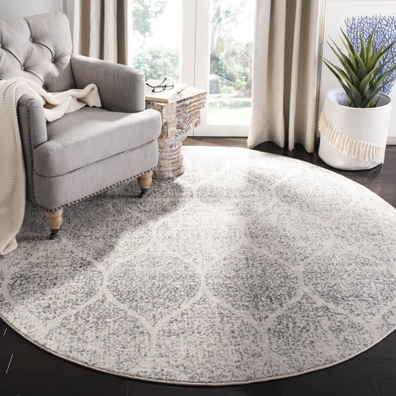 Safavieh Madison Leighton Geometric Area Rug, Ivory/Silver, 3' x 3' Round