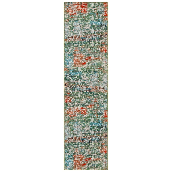 SAFAVIEH Madison Roswell Abstract Runner Rug, Green/Beige, 2'2" x 8'