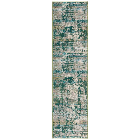 SAFAVIEH Madison Roswell Abstract Runner Rug, Sage/Rust, 2'2" x 8'