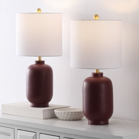 Safavieh Madsen 10" Modern Resin Table Lamp, Burgundy, Set of 2