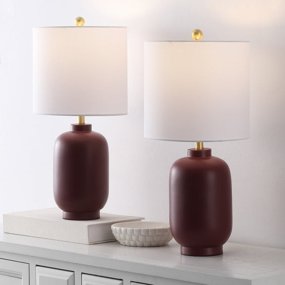 Safavieh Madsen 10" Modern Resin Table Lamp, Burgundy, Set of 2