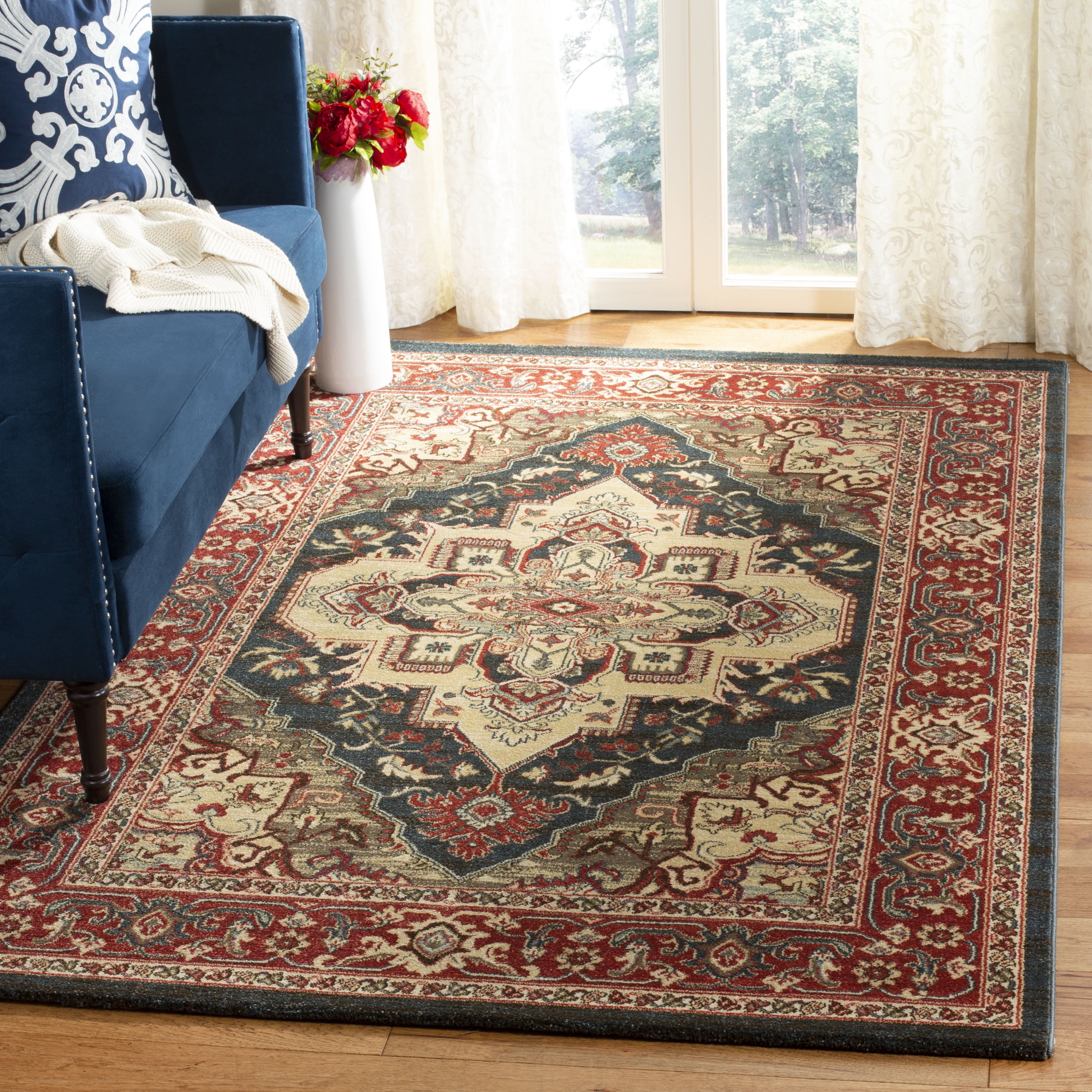 Safavieh Mahal Navy and Red Synthetic Square Area Rug