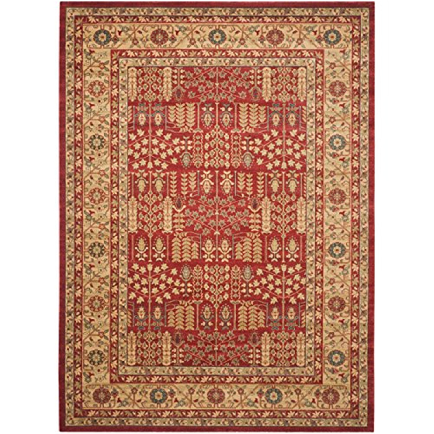 Red and Natural 9' x 12' Synthetic Reversible Oriental Area Rug
