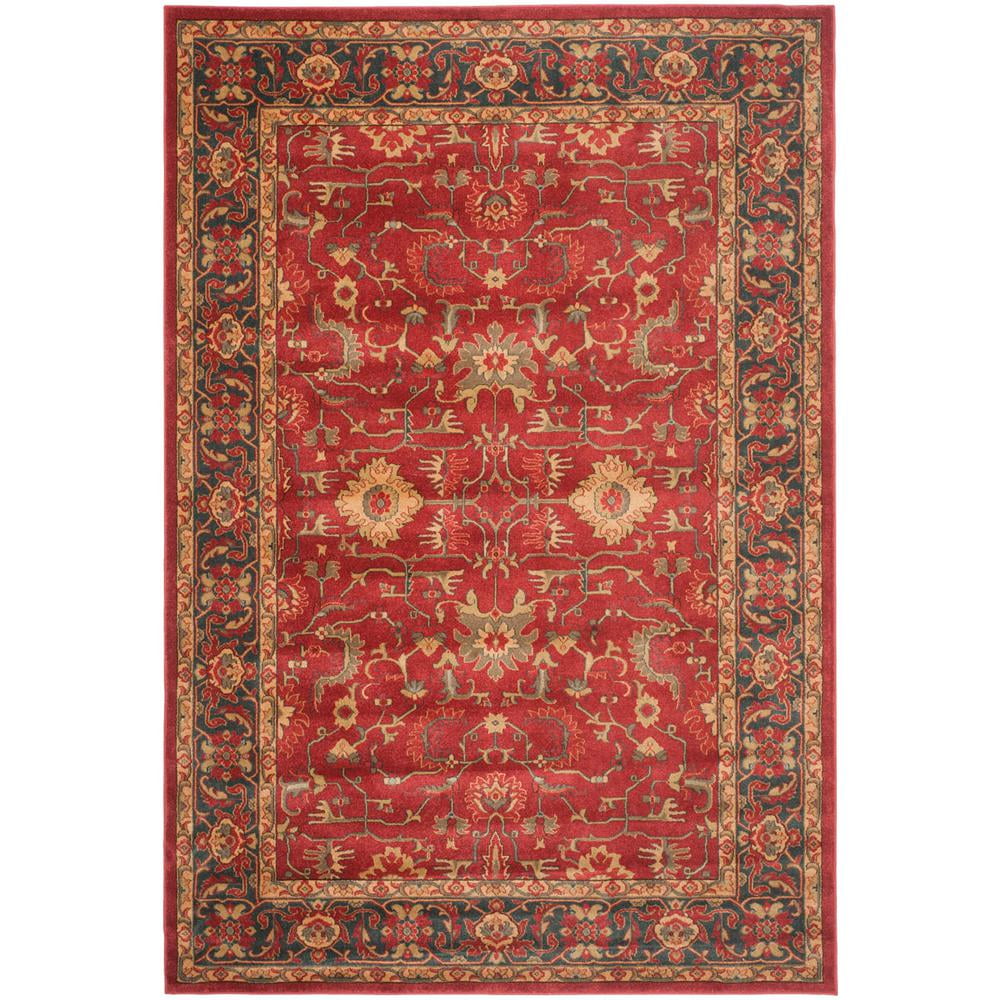Hand-knotted Red Synthetic Round Easy Care Rug 6'7" x 9'2"