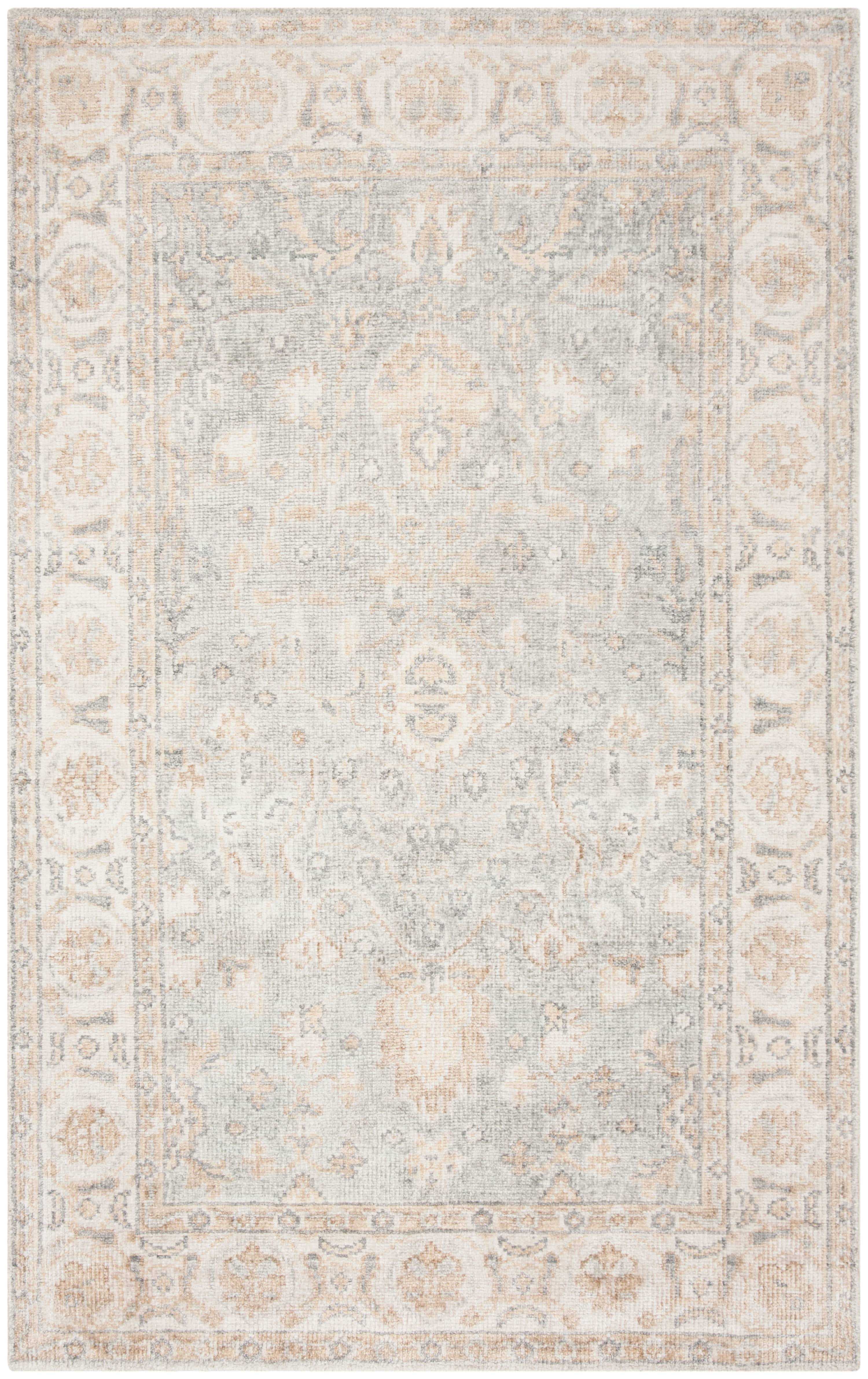 Elysian Light Blue Hand-Knotted Wool & Viscose 5'x8' Area Rug