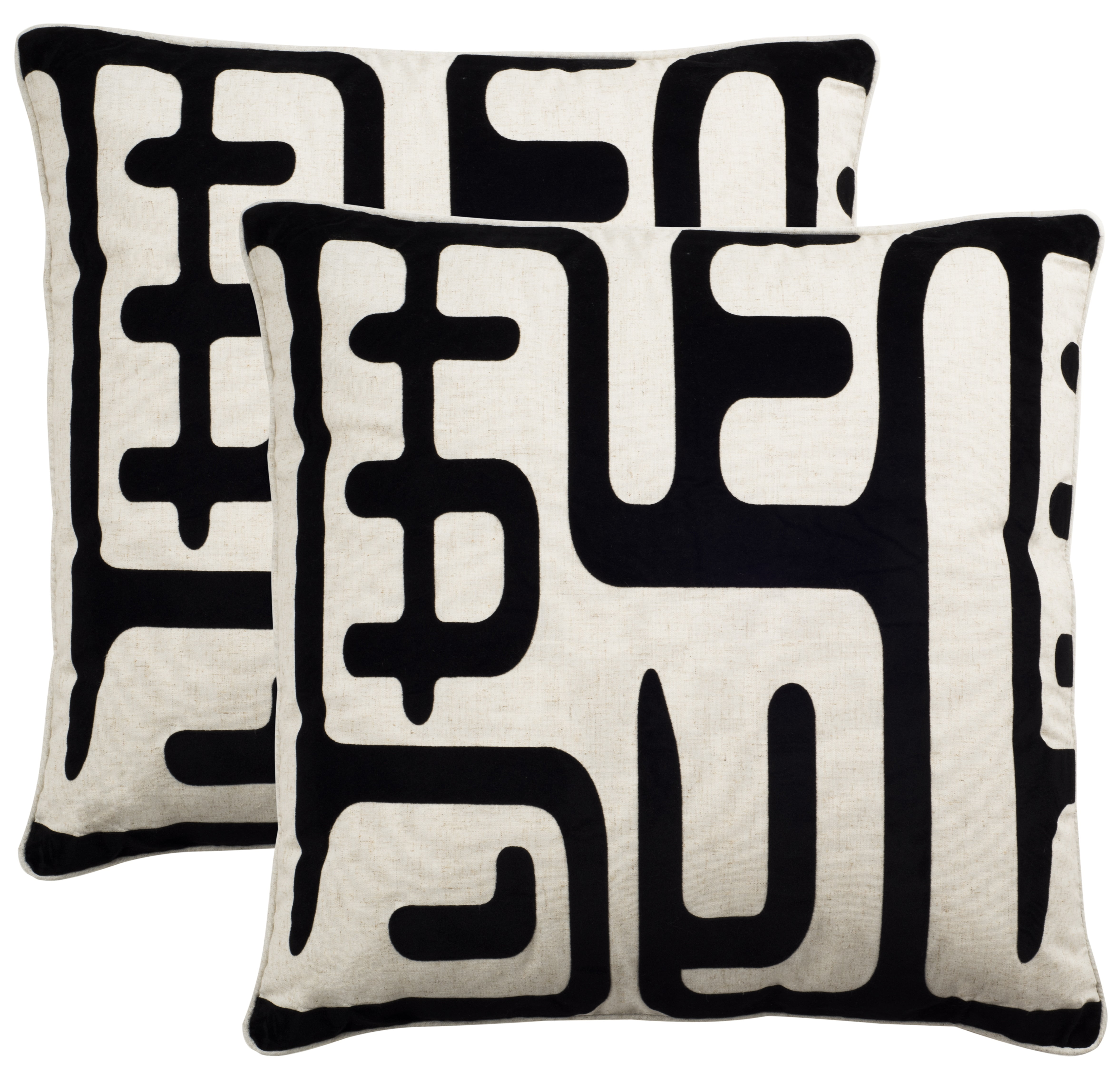 Modern Black and Beige Abstract Outdoor Pillow Set