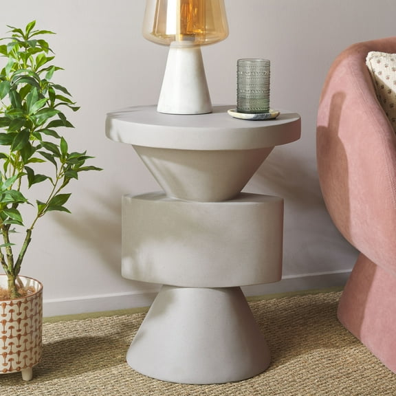 Safavieh Malix Modern Magnesium Oxide Round End Table, Gray