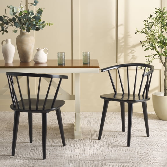Safavieh Mandalyn Mid-Century Wood Dining Side Chairs, Black (Set of 2)
