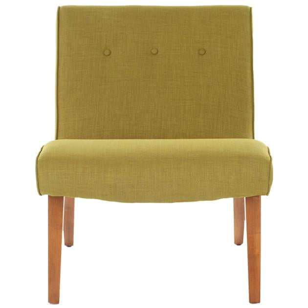 Sweet Pea Green Armless Slipper Chair with Natural Oak Finish
