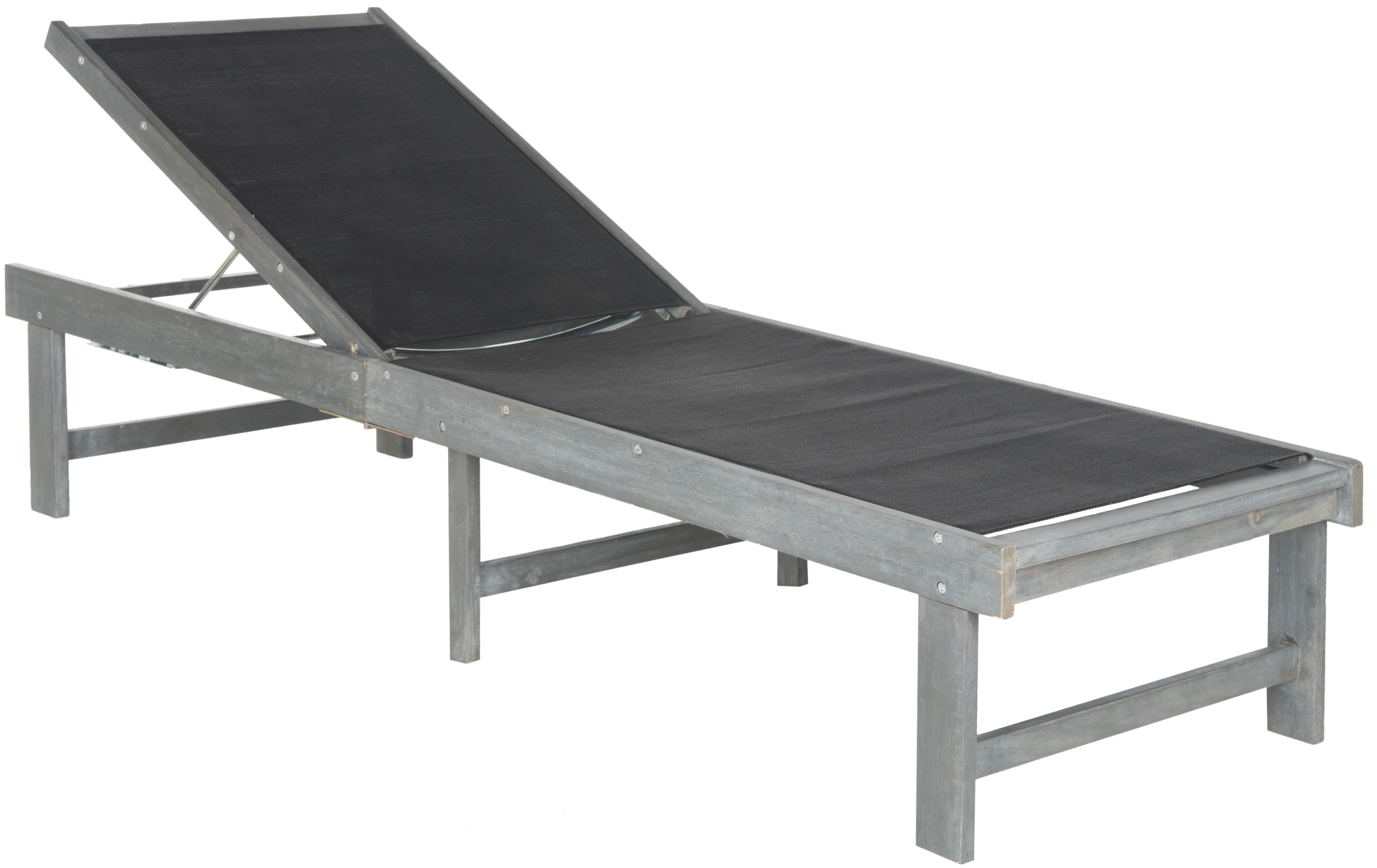 Contemporary Gray Acacia Wood Recliner Chaise Lounge