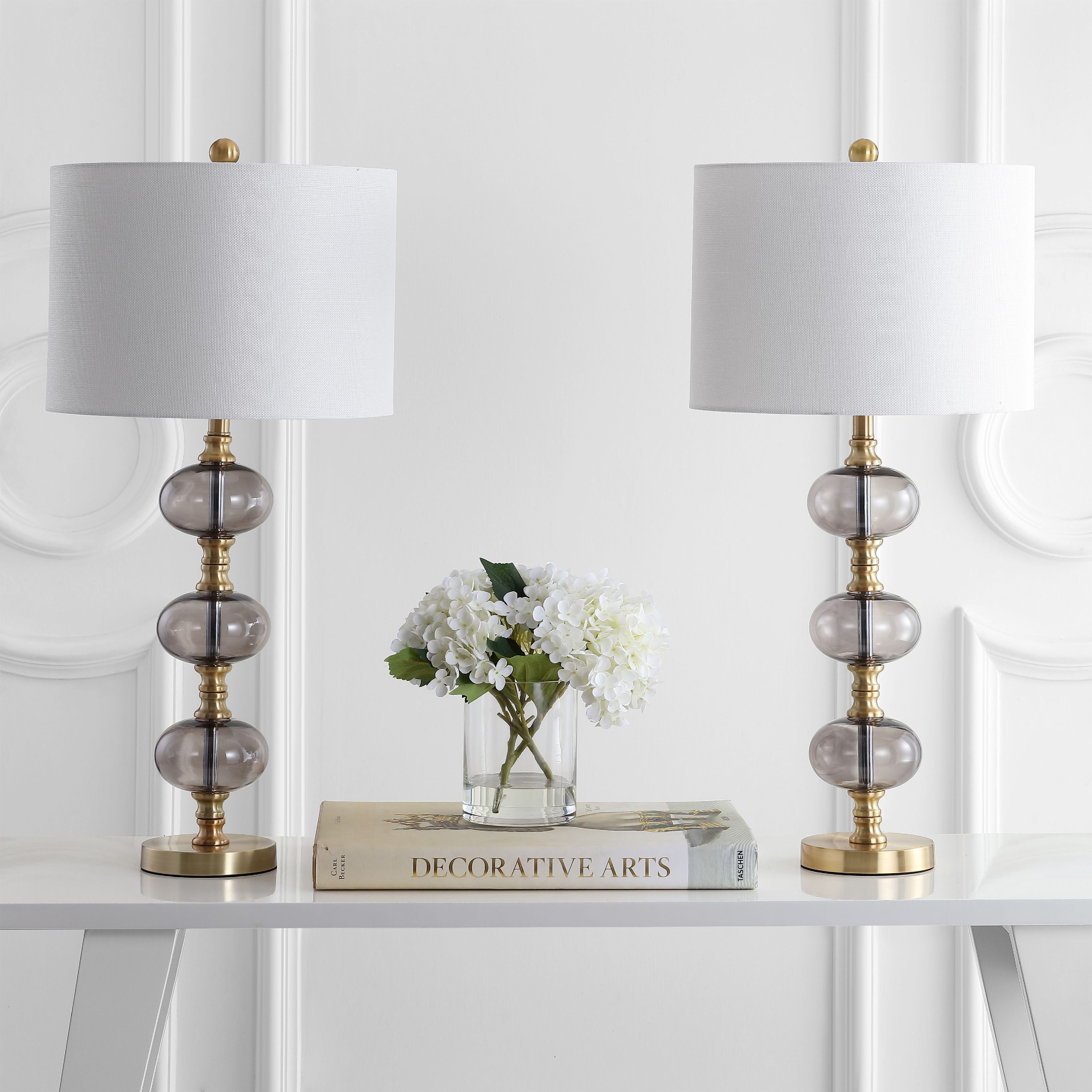 Marcelo Set of 2 Gold and Smoke Grey Table Lamps