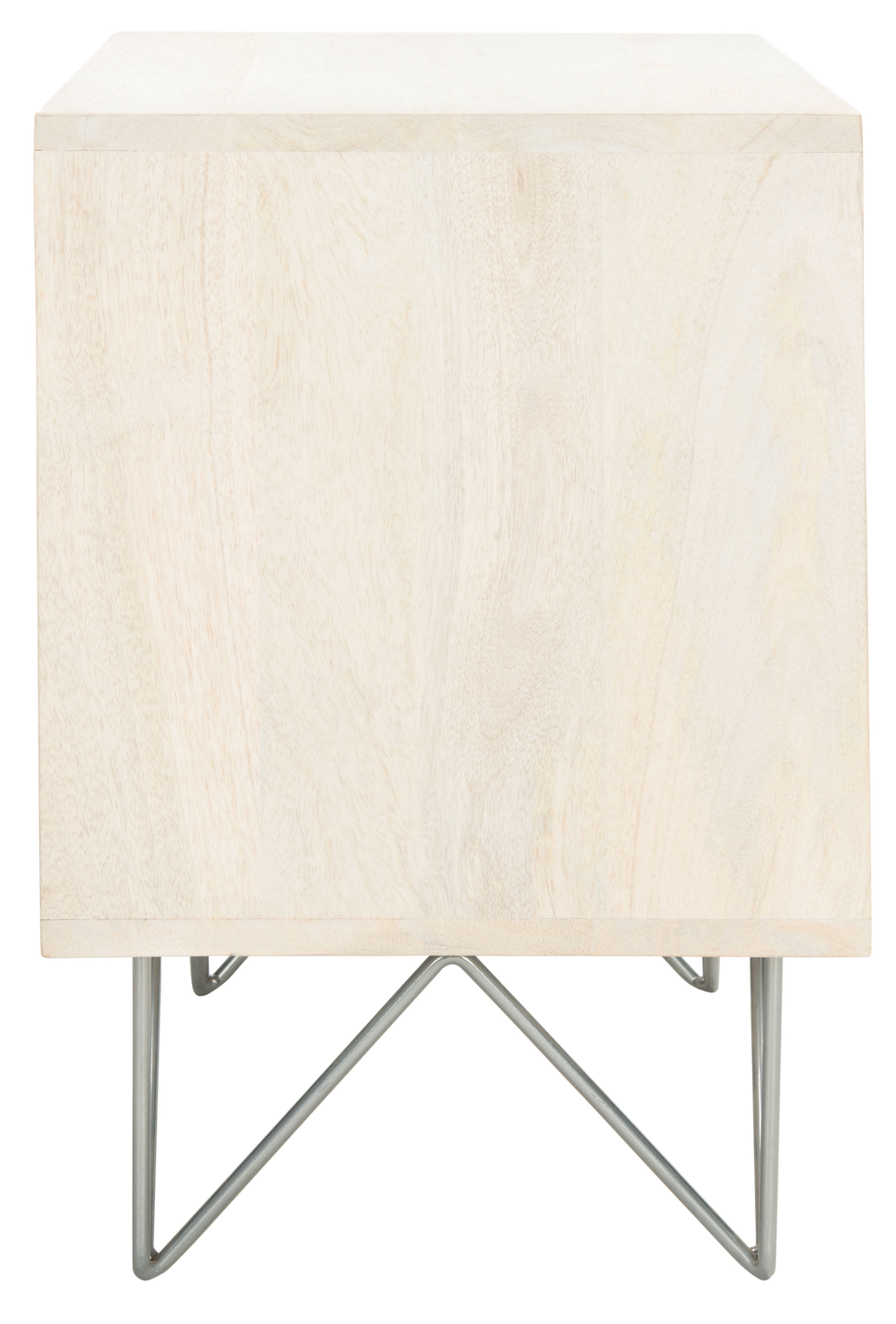 Safavieh Marigold Mid Century 1 Drawer Nightstand White Wash Silver