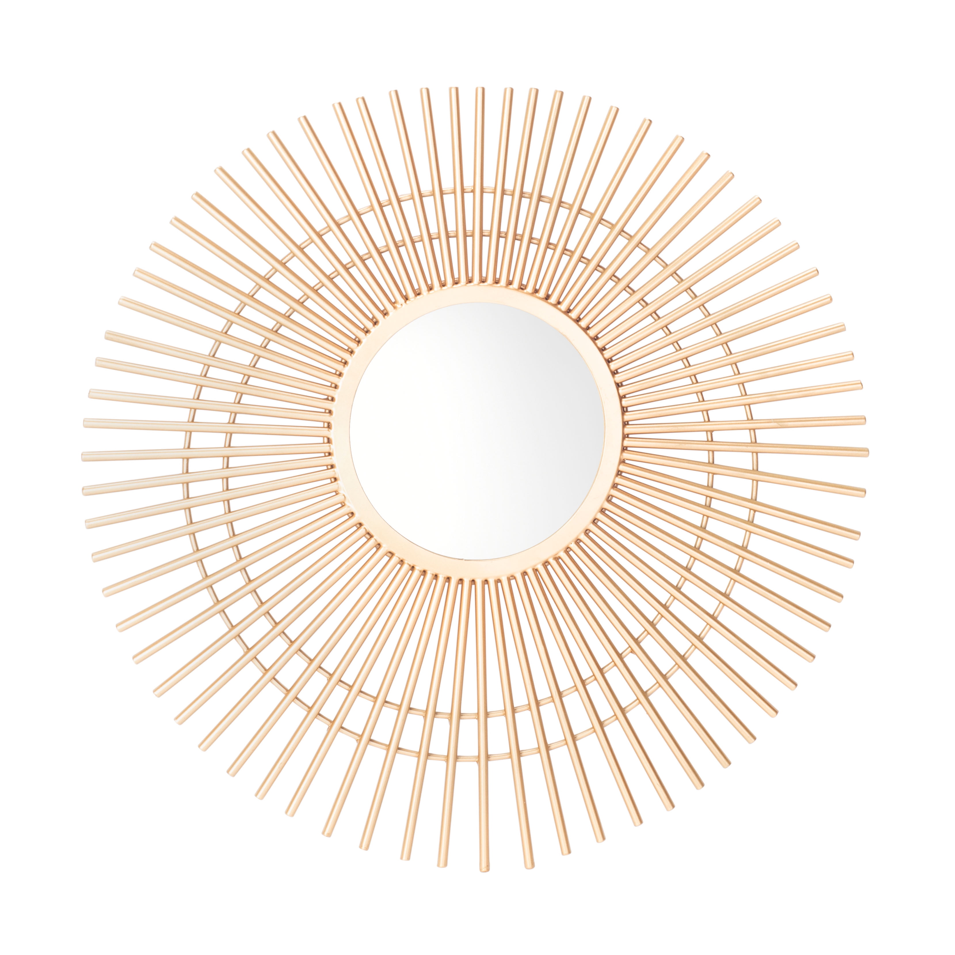 24" Artisan Gold Sunburst Round Wood Mirror