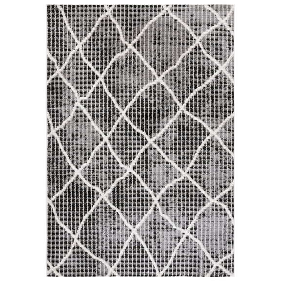 SAFAVIEH Marrakesh Nellie Geometric Polyester Area Rug, Charcoal/Ivory, 8' x 10'